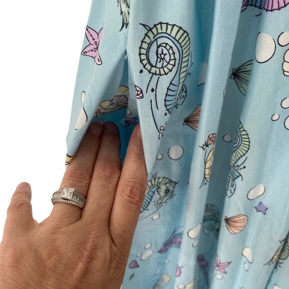 Hell Bunny Pinup Retro Sea Horse Blue Bow Dress size medium - Picture 4 of 9